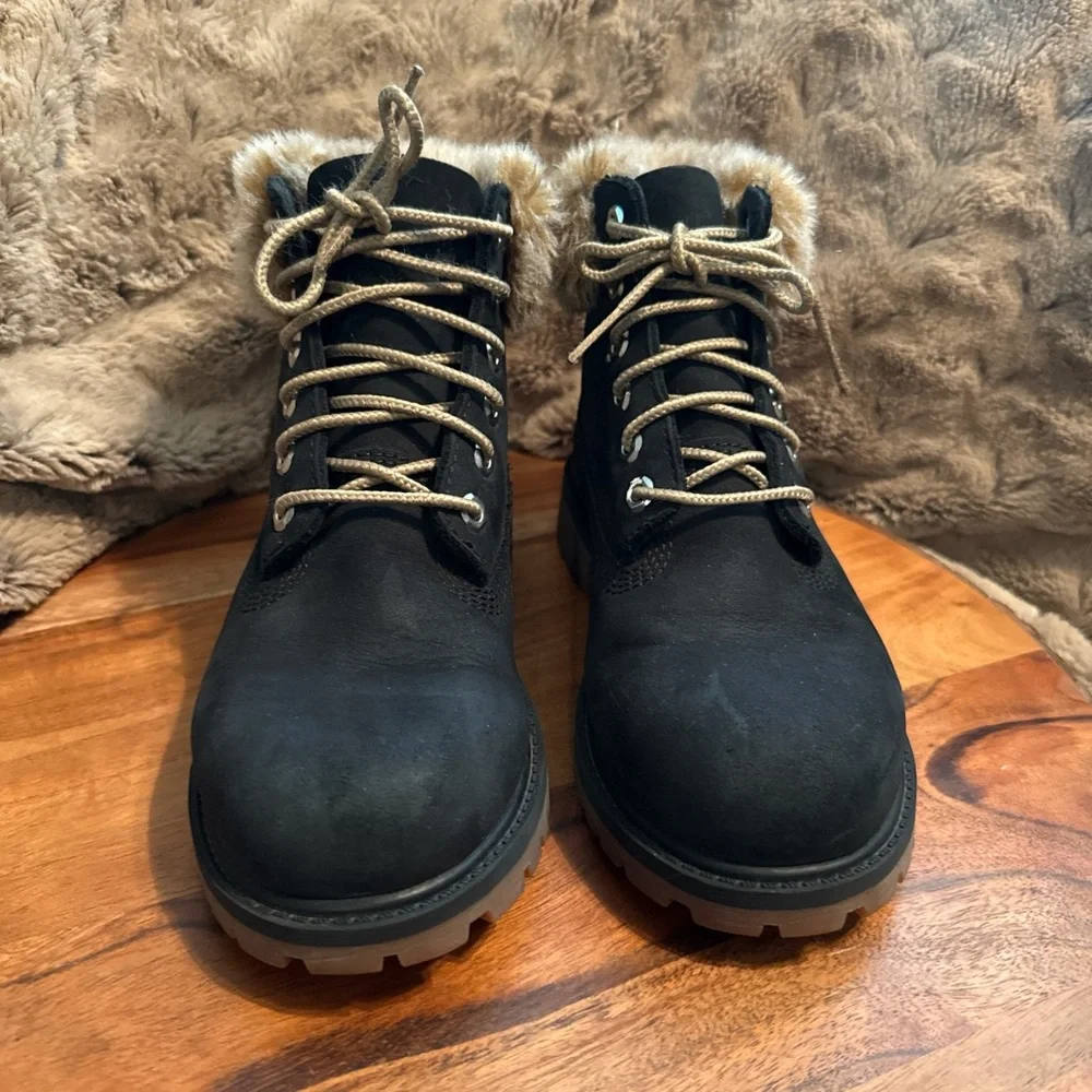 Timberland Black Fur-Lined Kids Boots
